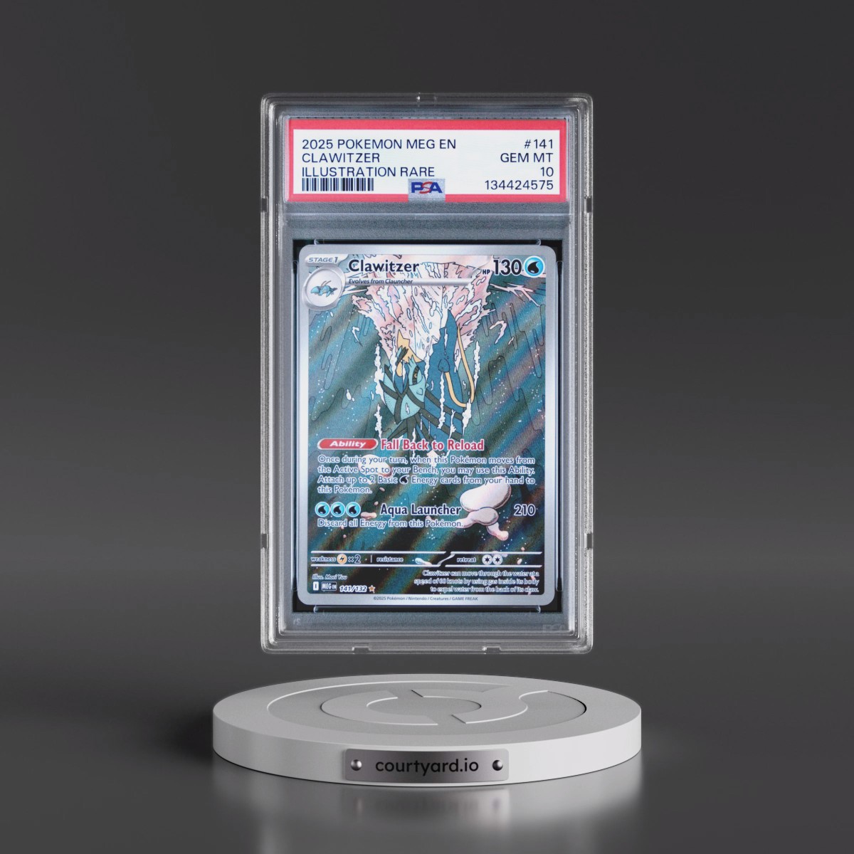 2025 Pokémon Meg EN-Mega Evolution #141 Clawitzer - Illustration Rare (PSA 10 GEM MINT)