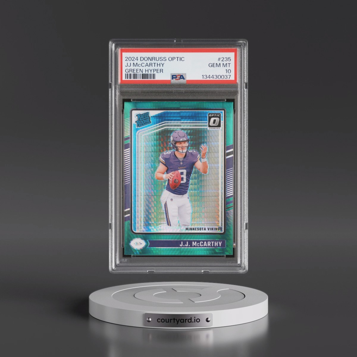 2024 Panini Donruss Optic #235 JJ McCarthy - Green Hyper (PSA 10 GEM MINT)