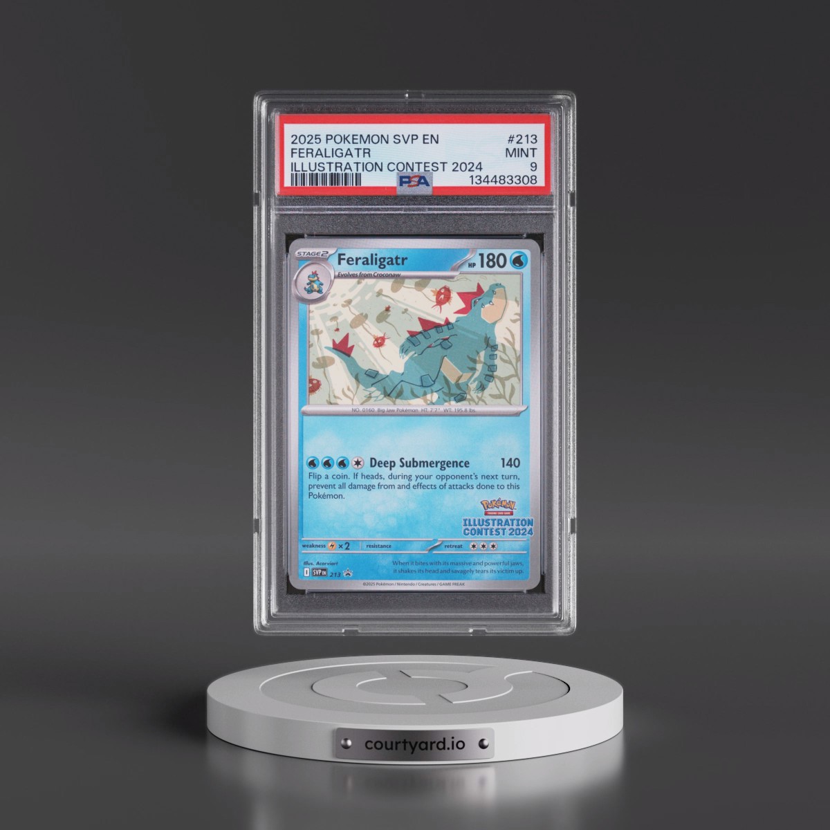 2025 Pokémon Svp EN-SV Black Star Promo #213 Feraligatr - Illustration Contest 2024 (PSA 9 MINT)