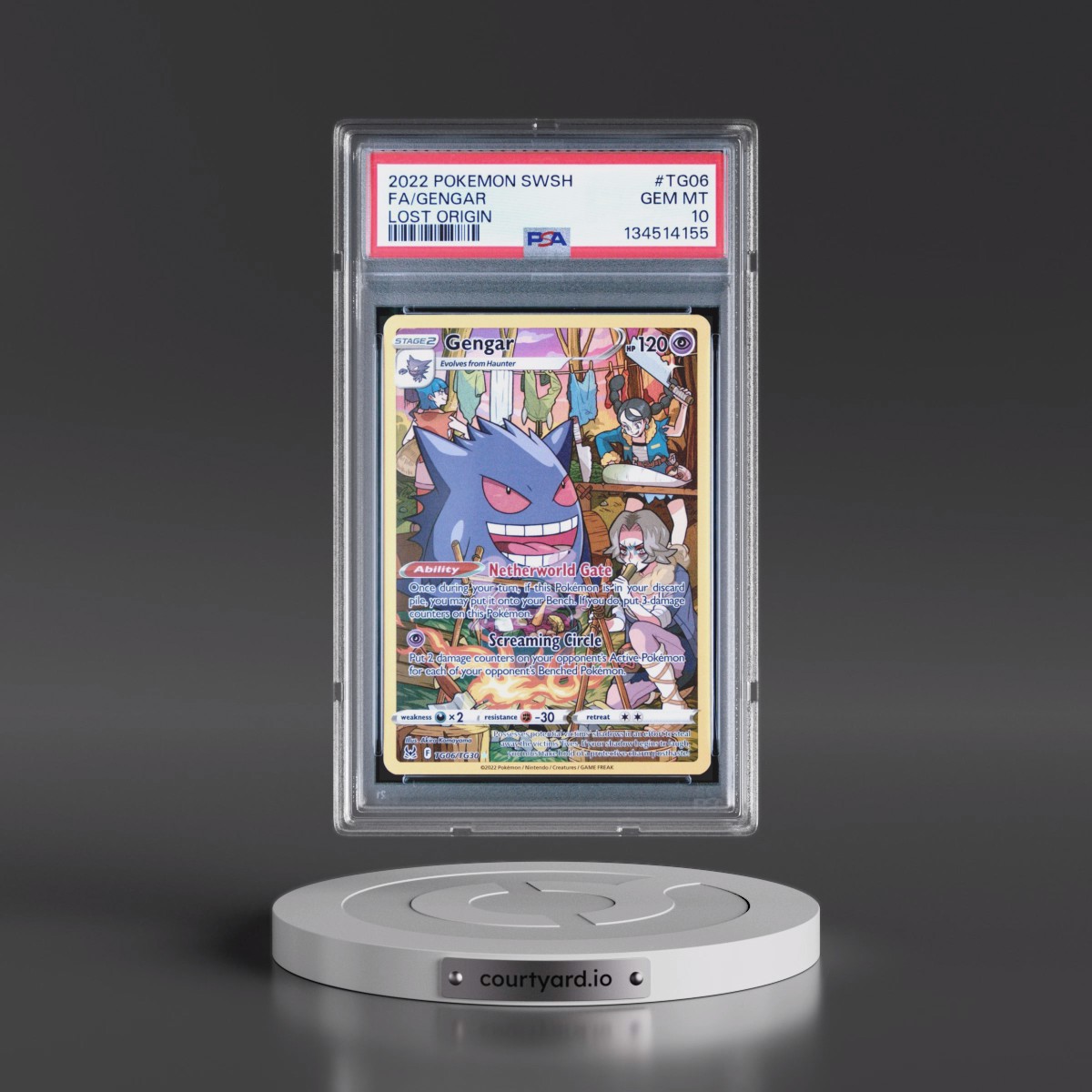 2022 Pokémon Sword & Shield Lost Origin #TG06 Gengar - Full Art (PSA 10 GEM MINT)