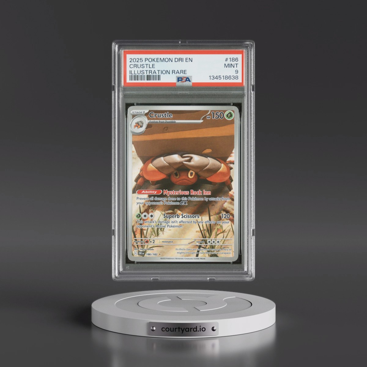 2025 Pokémon Dri EN-Destined Rivals #186 Crustle - Illustration Rare (PSA 9 MINT)