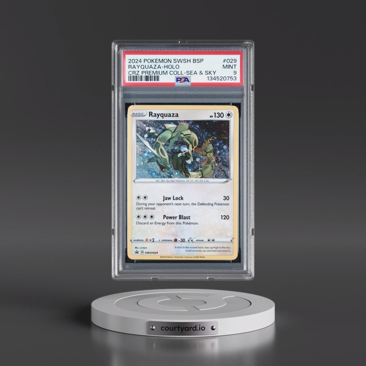 2024 Pokémon Swsh Black Star Promo #029 Rayquaza - Holo Crown Zenith Premium Collection Sea & Sky (PSA 9 MINT)
