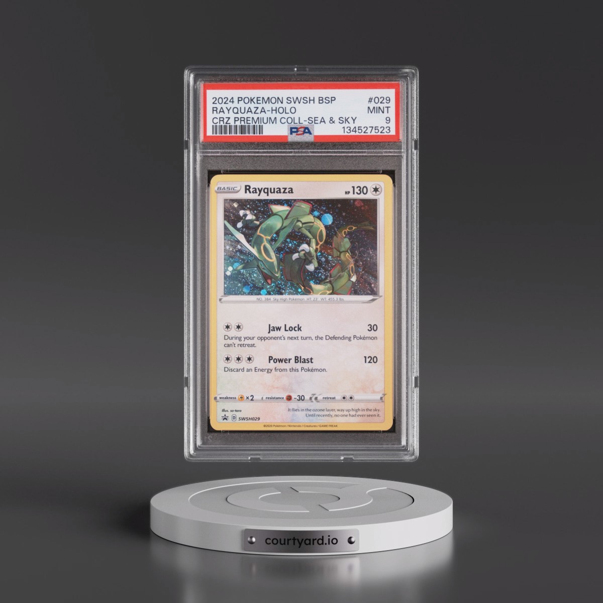 2024 Pokémon Swsh Black Star Promo #029 Rayquaza - Holo Crown Zenith Premium Collection Sea & Sky (PSA 9 MINT)