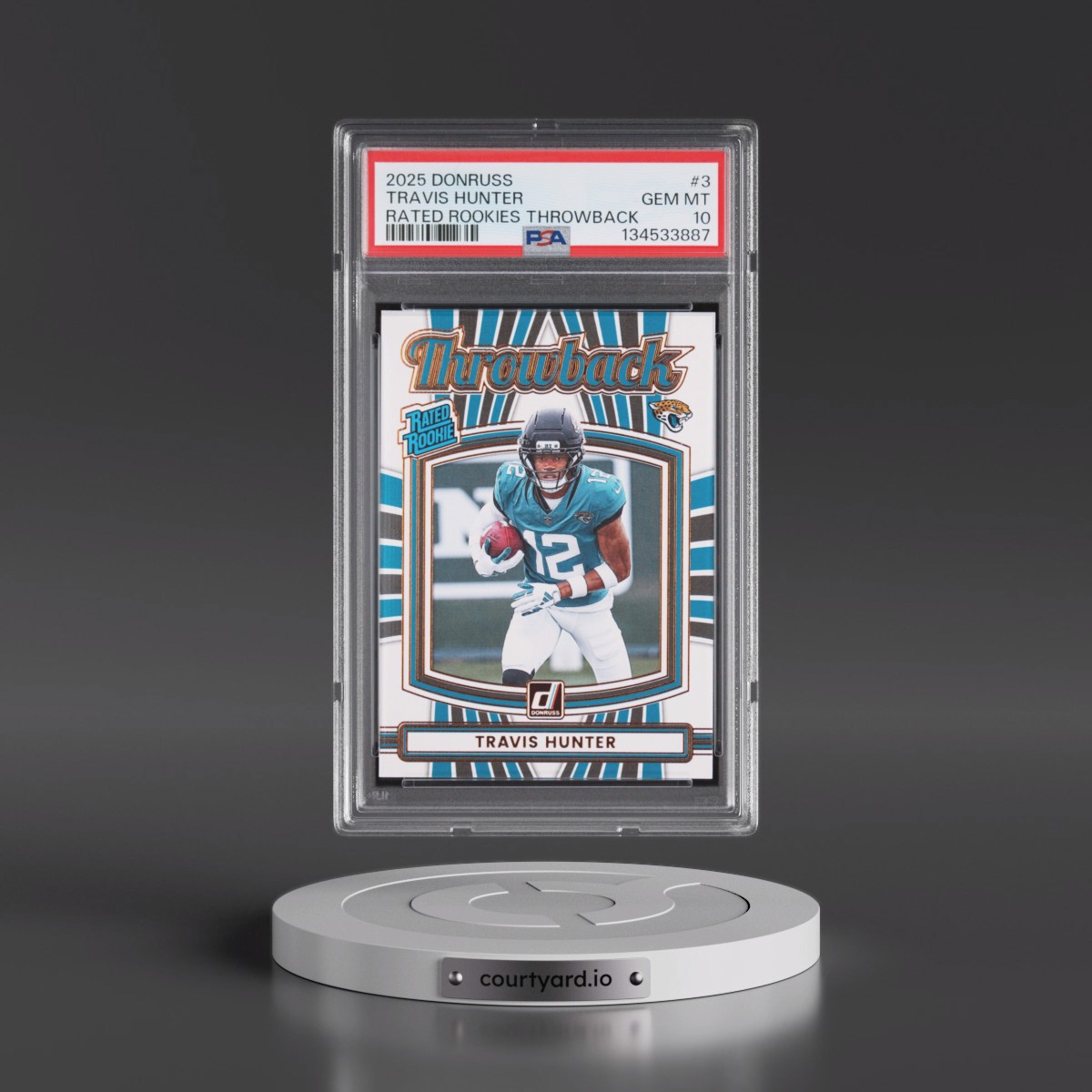 2025 Panini Donruss Rated Rookies Throwback #3 Travis Hunter (PSA 10 GEM MINT)
