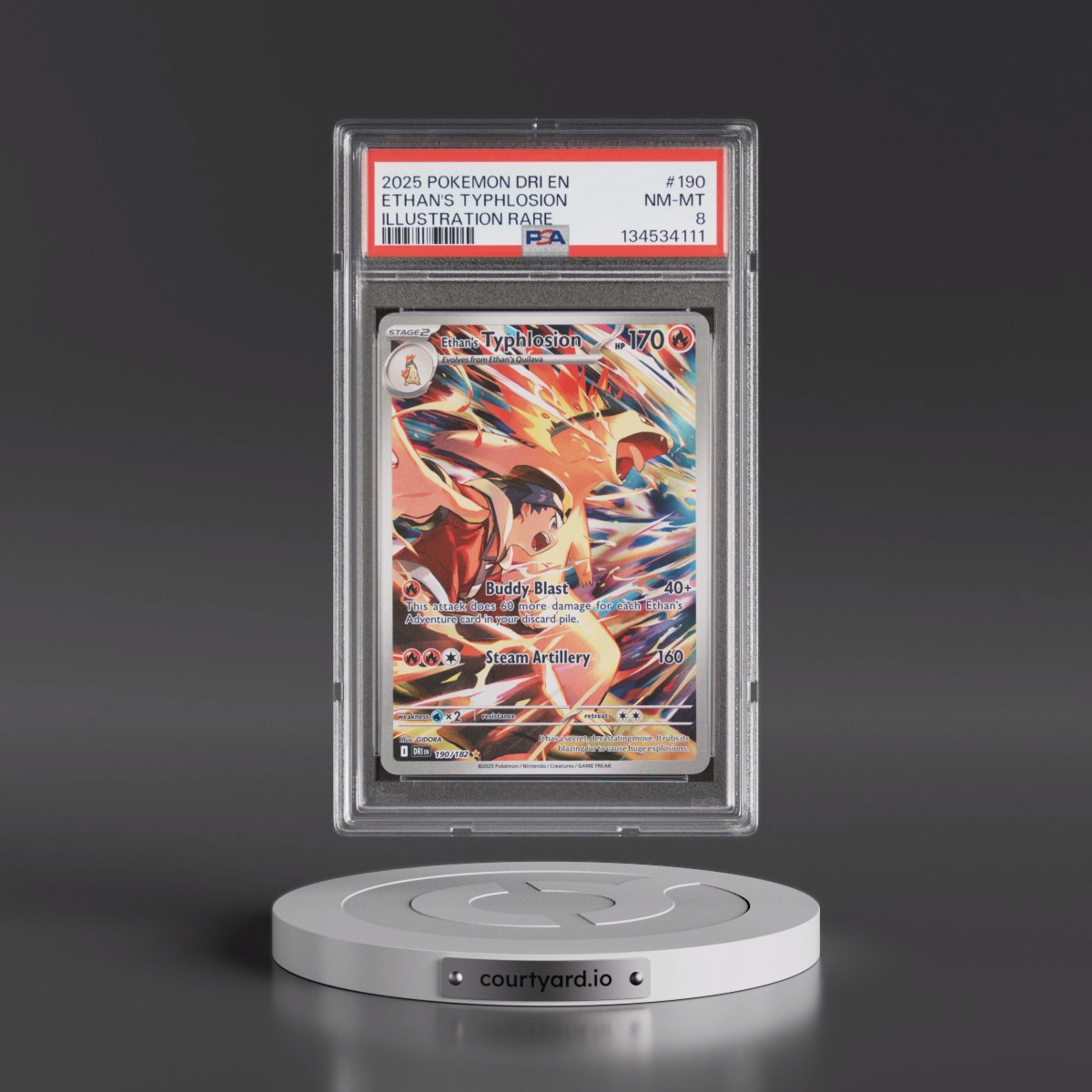 2025 Pokémon Dri EN-Destined Rivals #190 Ethan's Typhlosion - Illustration Rare (PSA 8 NM-MT)