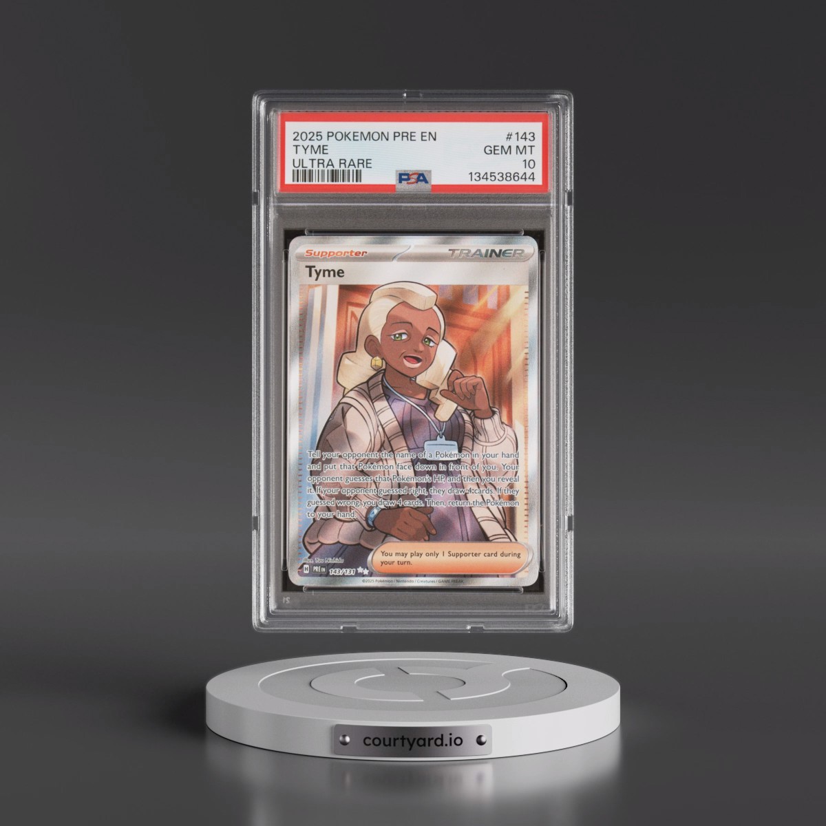 2025 Pokémon Pre EN-Prismatic Evolutions #143 Tyme - Ultra Rare (PSA 10 GEM MINT)