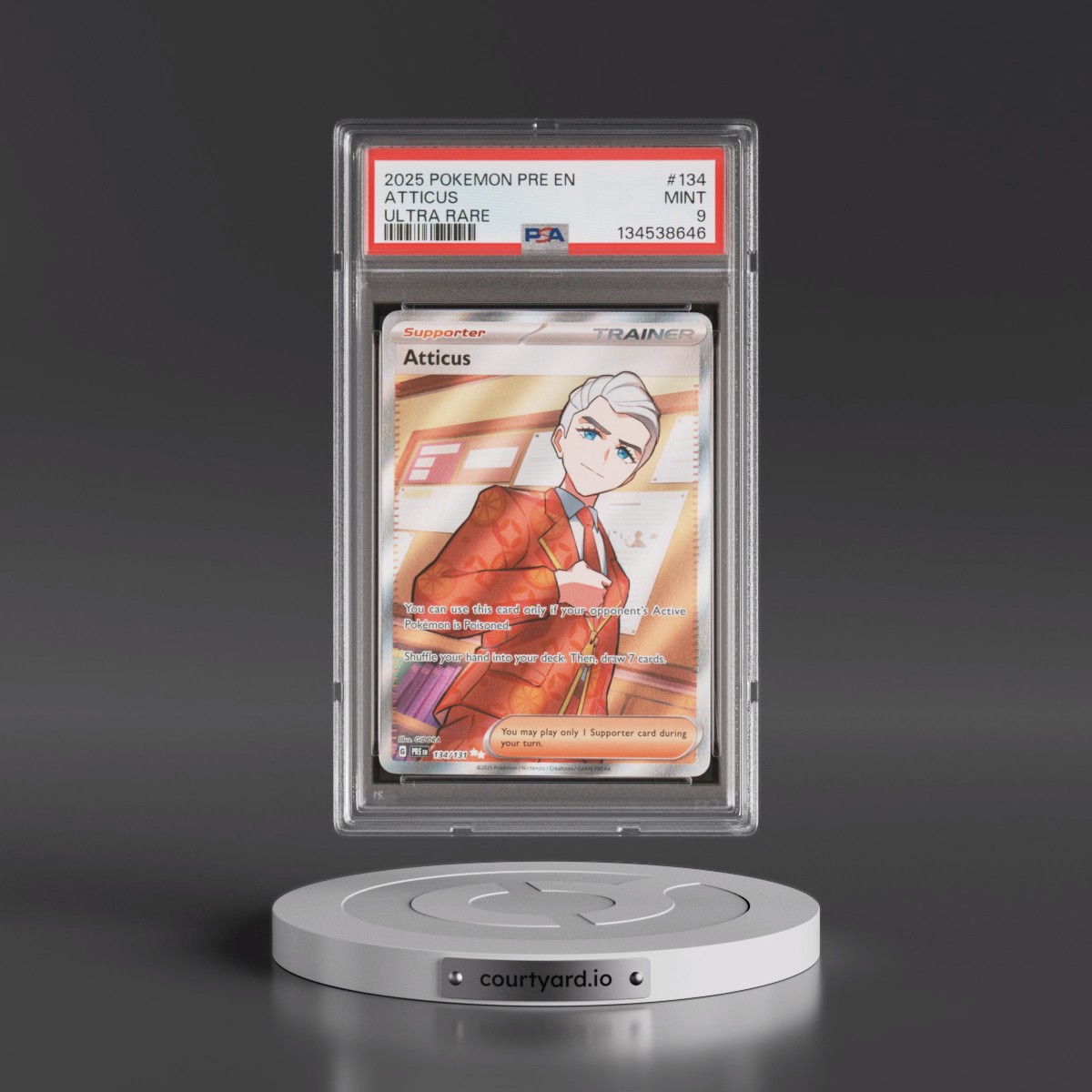 2025 Pokémon Pre EN-Prismatic Evolutions #134 Atticus - Ultra Rare (PSA 9 MINT)