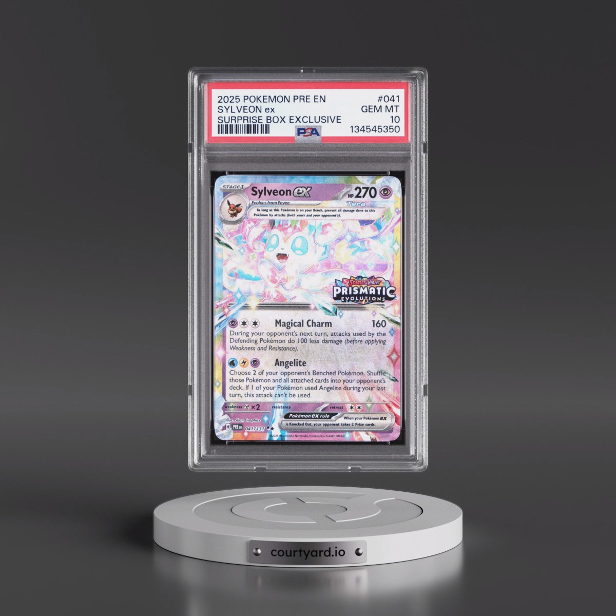 2025 Pokémon Pre EN-Prismatic Evolutions #041 Sylveon EX - Holo Surprise Box Exclusive (PSA 10 GEM MINT)