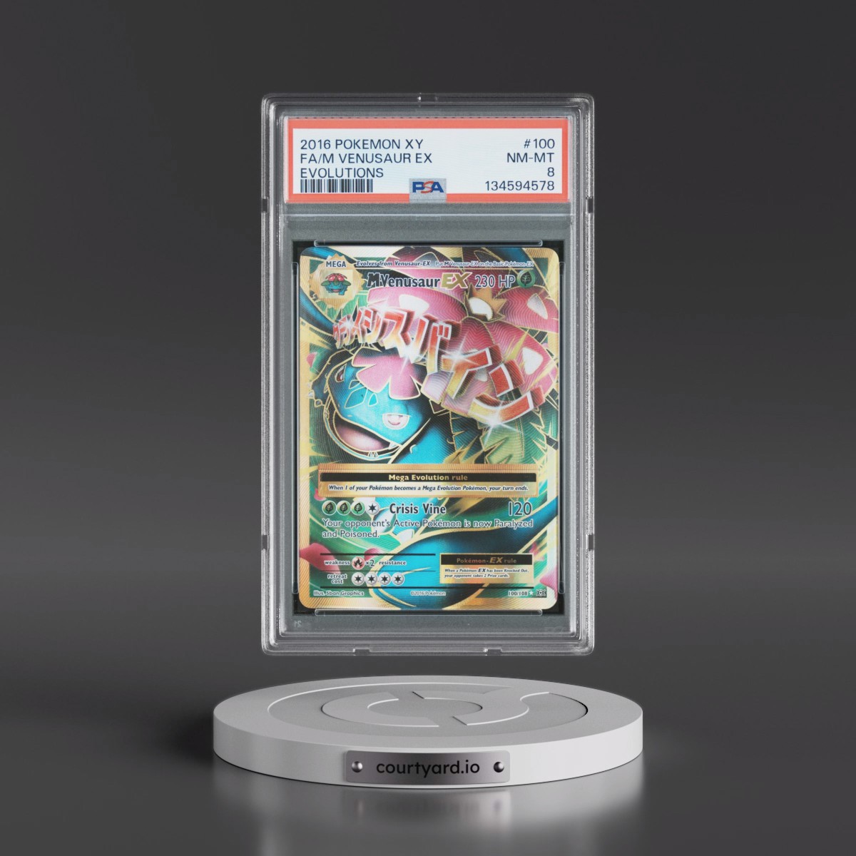 2016 Pokémon XY Evolutions #100 M Venusaur EX - Holo Full Art (PSA 8 NM-MT)