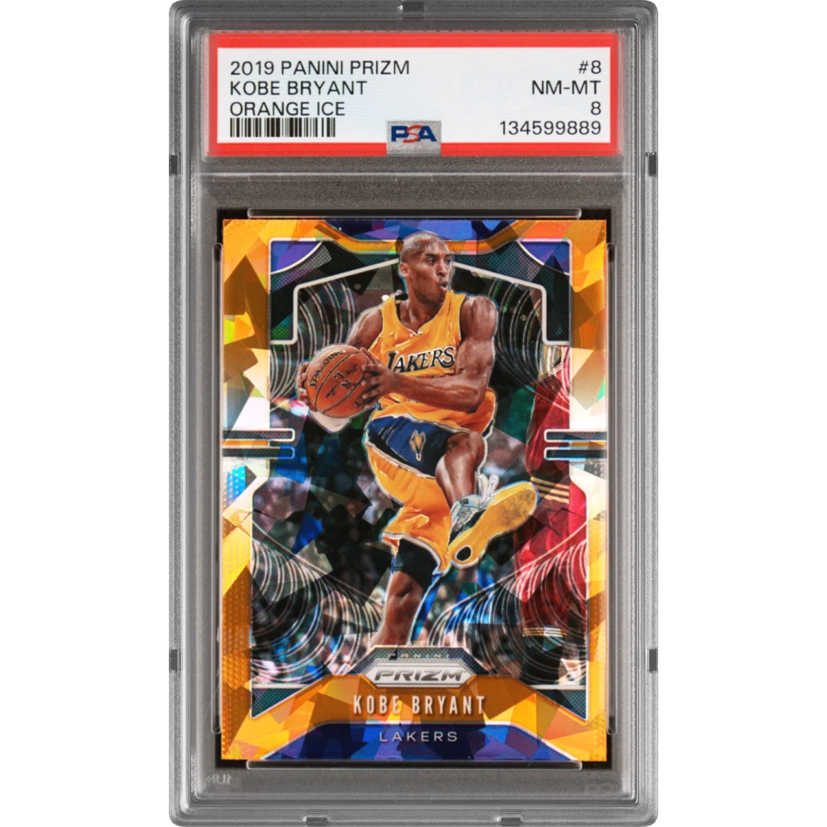 2019 Panini Prizm #8 Kobe Bryant - Orange Ice, PSA 8