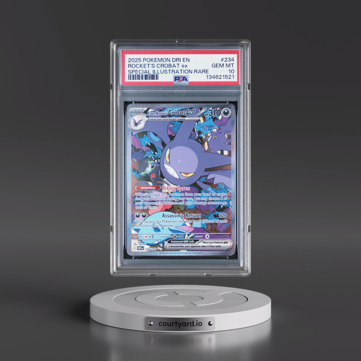 2025 Pokémon Dri EN-Destined Rivals #234 Team Rocket's Crobat EX - Holo Special Illustration Rare (PSA 10 GEM MINT)
