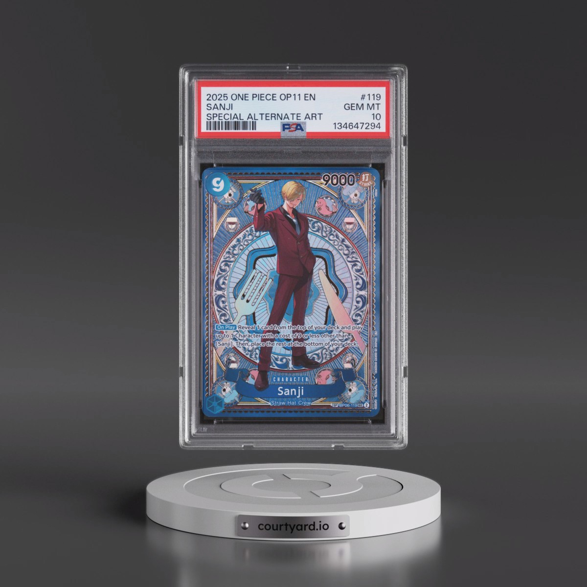 2025 One Piece OP11-A Fist of Divine Speed #119 Sanji - Special Alternate Art (PSA 10 GEM MINT)