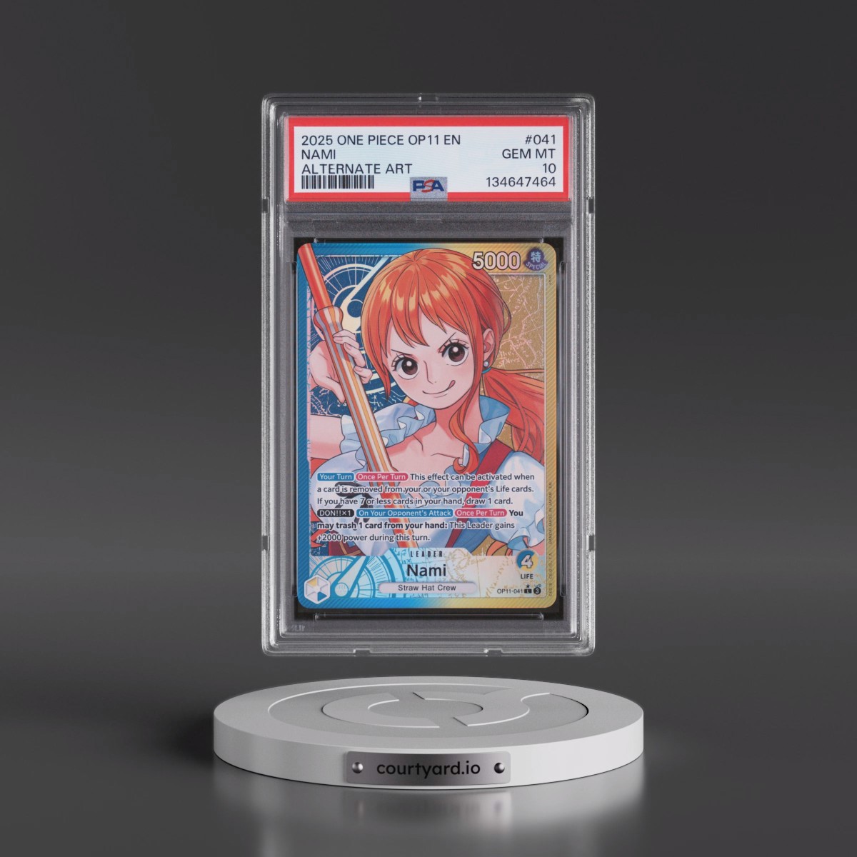 2025 One Piece OP11-A Fist of Divine Speed #041 Nami - Alternate Art (PSA 10 GEM MINT)