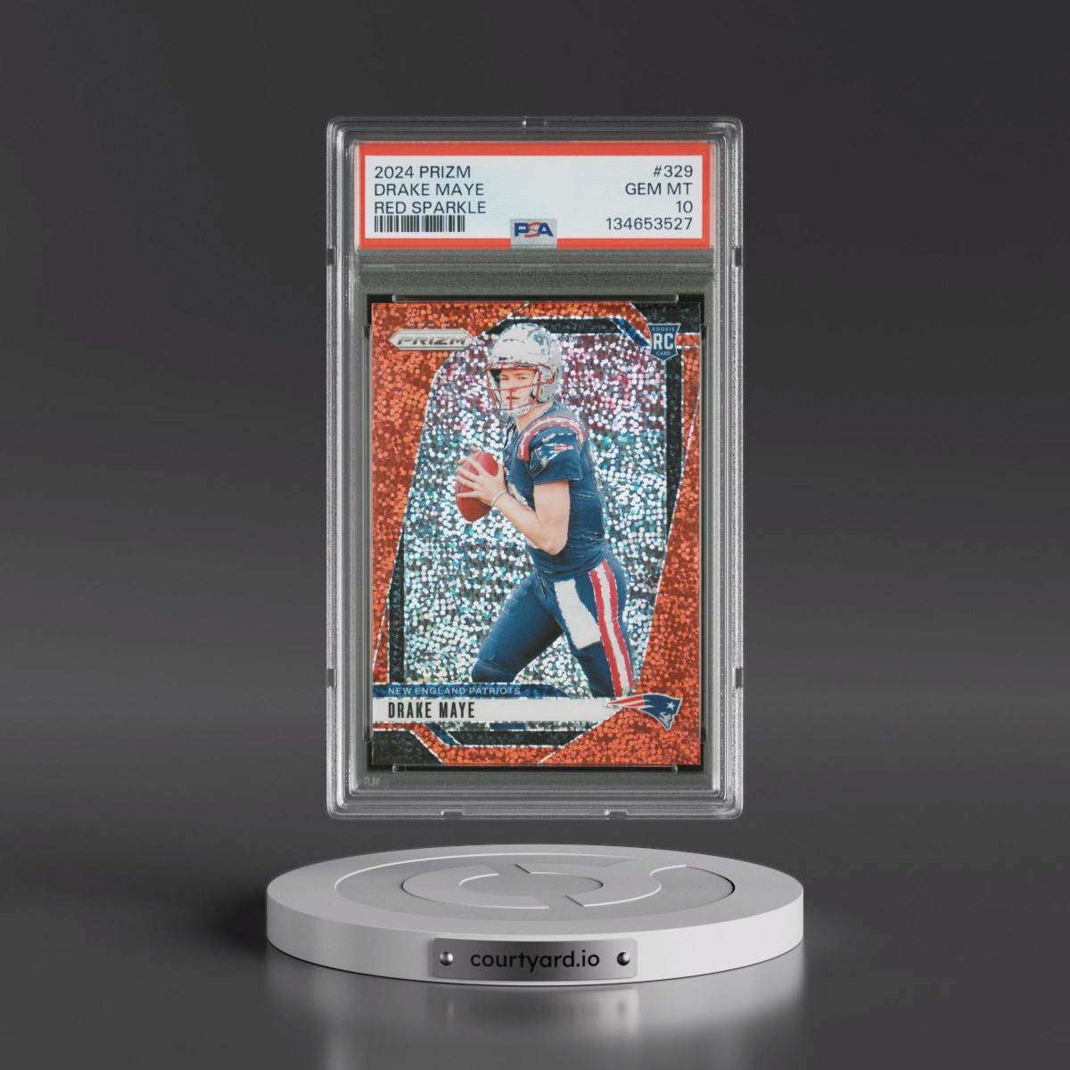 2024 Panini Prizm #329 Drake Maye - Red Sparkle (PSA 10 GEM MINT) - Photo