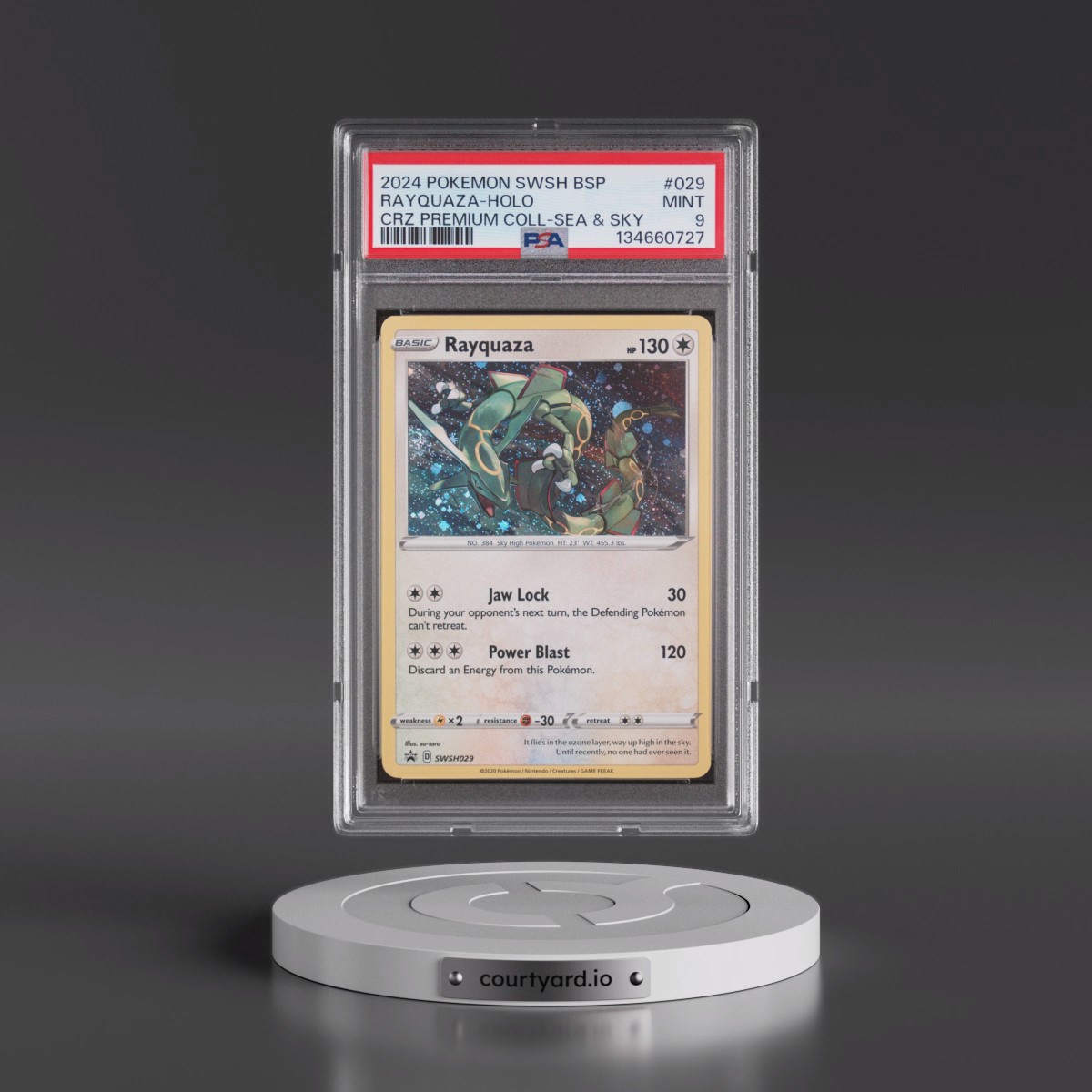 2024 Pokémon Swsh Black Star Promo #029 Rayquaza - Holo Crown Zenith Premium Collection Sea & Sky (PSA 9 MINT)