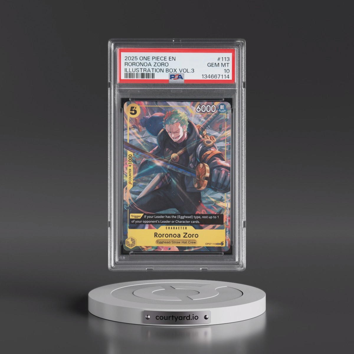 2025 One Piece Promos #113 Roronoa Zoro - Illustration Box Vol.3 (PSA 10 GEM MINT)