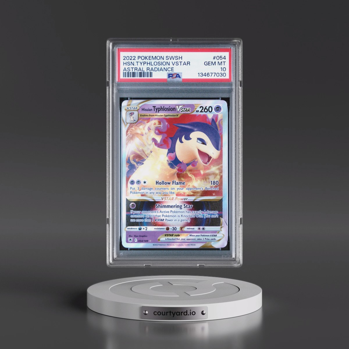 2022 Pokémon Sword & Shield Astral Radiance #054 Hisuian Typhlosion Vstar (PSA 10 GEM MINT)