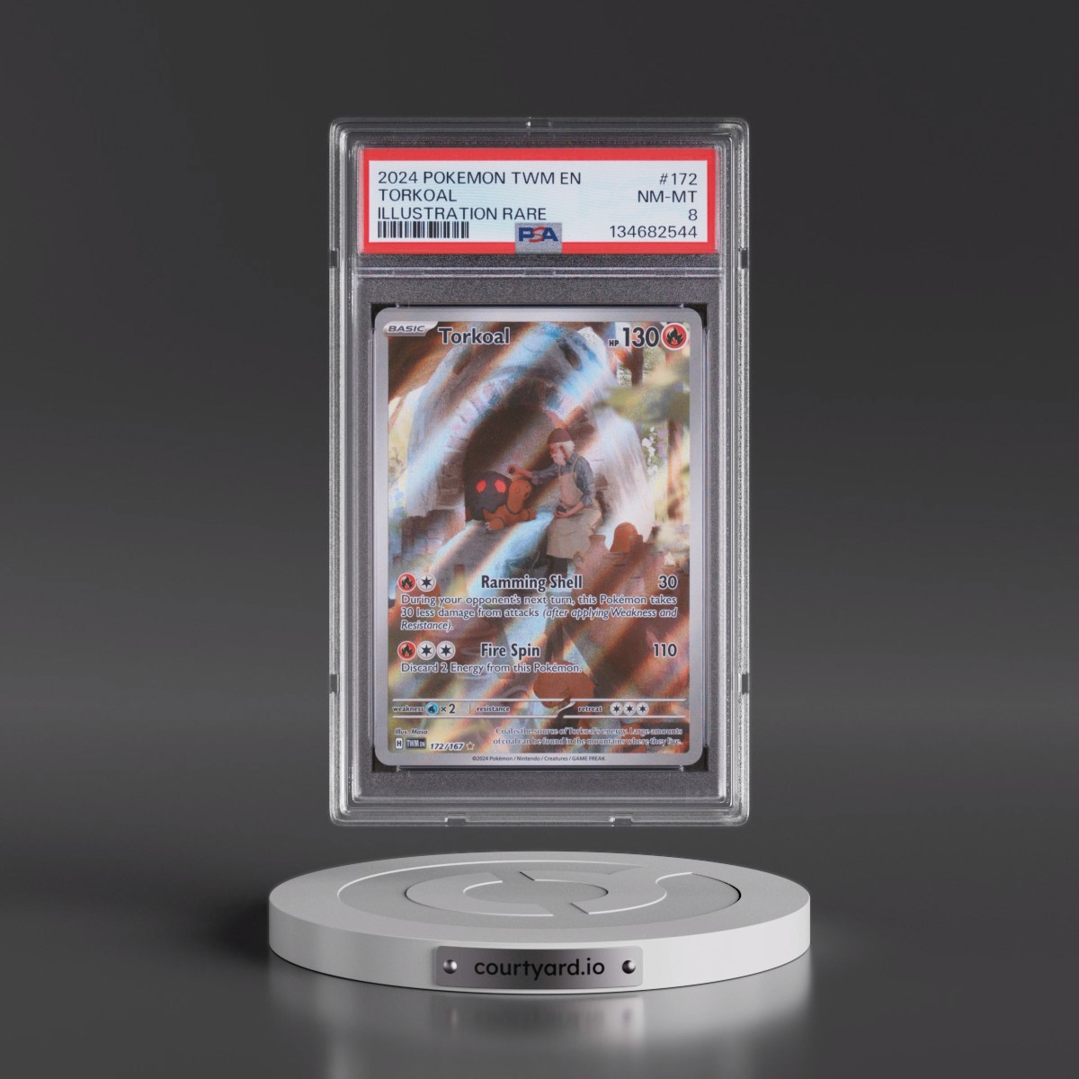 2024 Pokémon Twm EN-Twilight Masquerade #172 Torkoal - Illustration Rare (PSA 8 NM-MT)