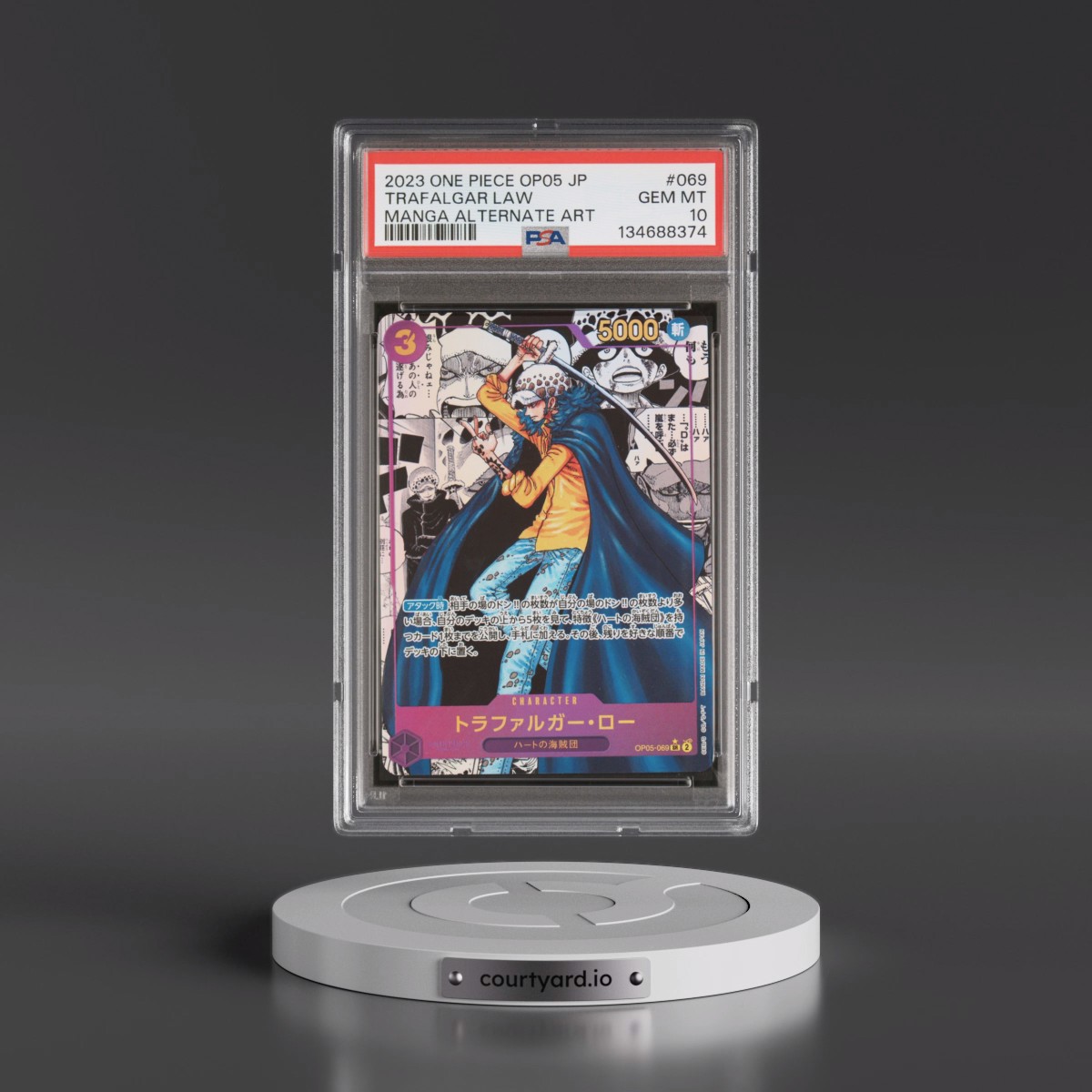 2023 One Piece Japanese OP05-Awakening of the New Era #069 Trafalgar Law - Manga Alternate Art (PSA 10 GEM MINT)