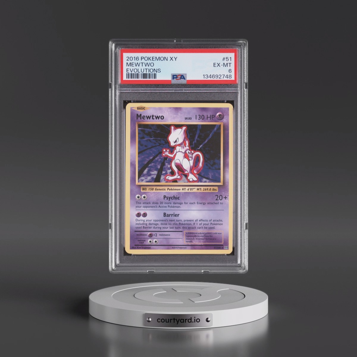 2016 Pokémon XY Evolutions #51 Mewtwo (PSA 6 EX-MT)