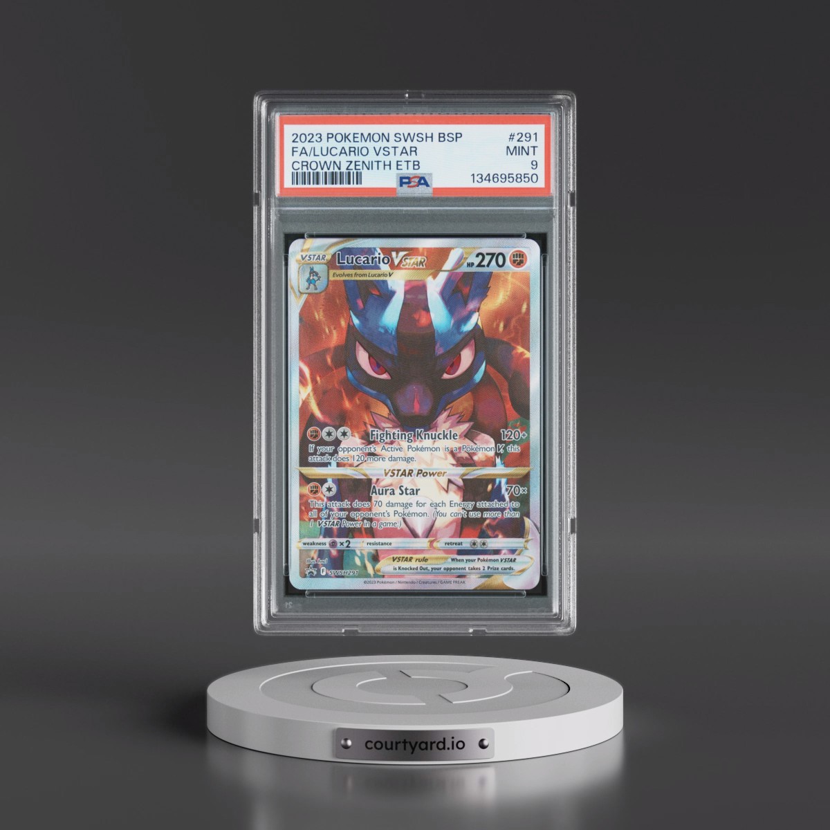 2023 Pokémon Swsh Black Star Promo #291 Lucario Vstar - Full Art Crown Zenith Elite Trainer Box (PSA 9 MINT)