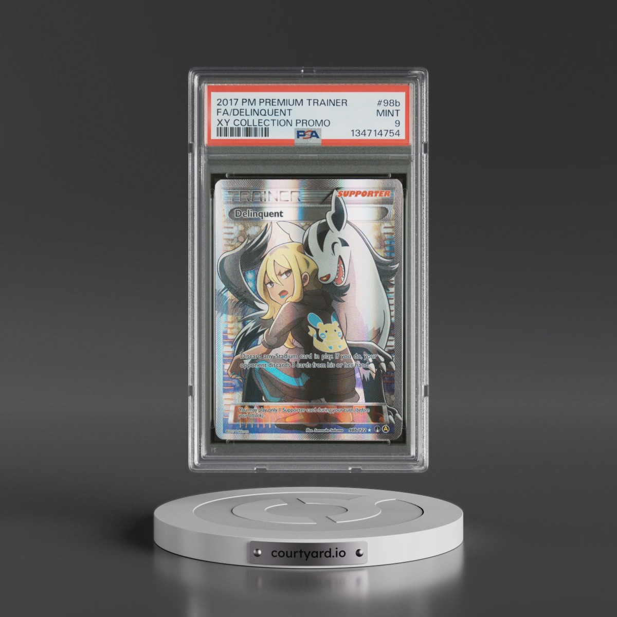 2017 Pokémon Premium Trainer XY Collection Promo #98b Delinquent - Full Art (PSA 9 MINT)