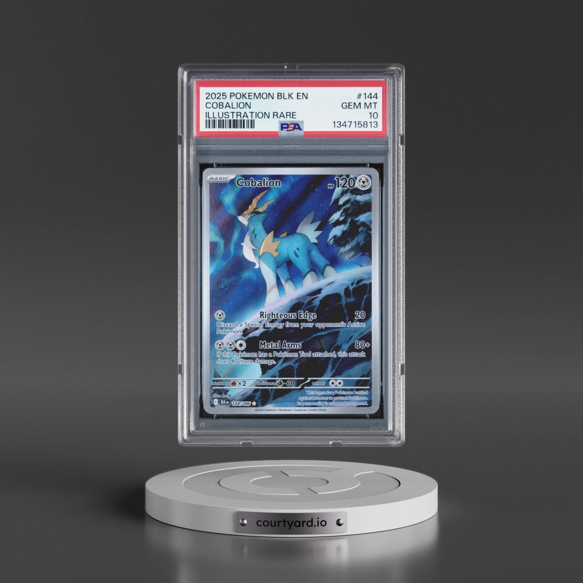 2025 Pokémon Blk EN-Black Bolt #144 Cobalion - Illustration Rare (PSA 10 GEM MINT)