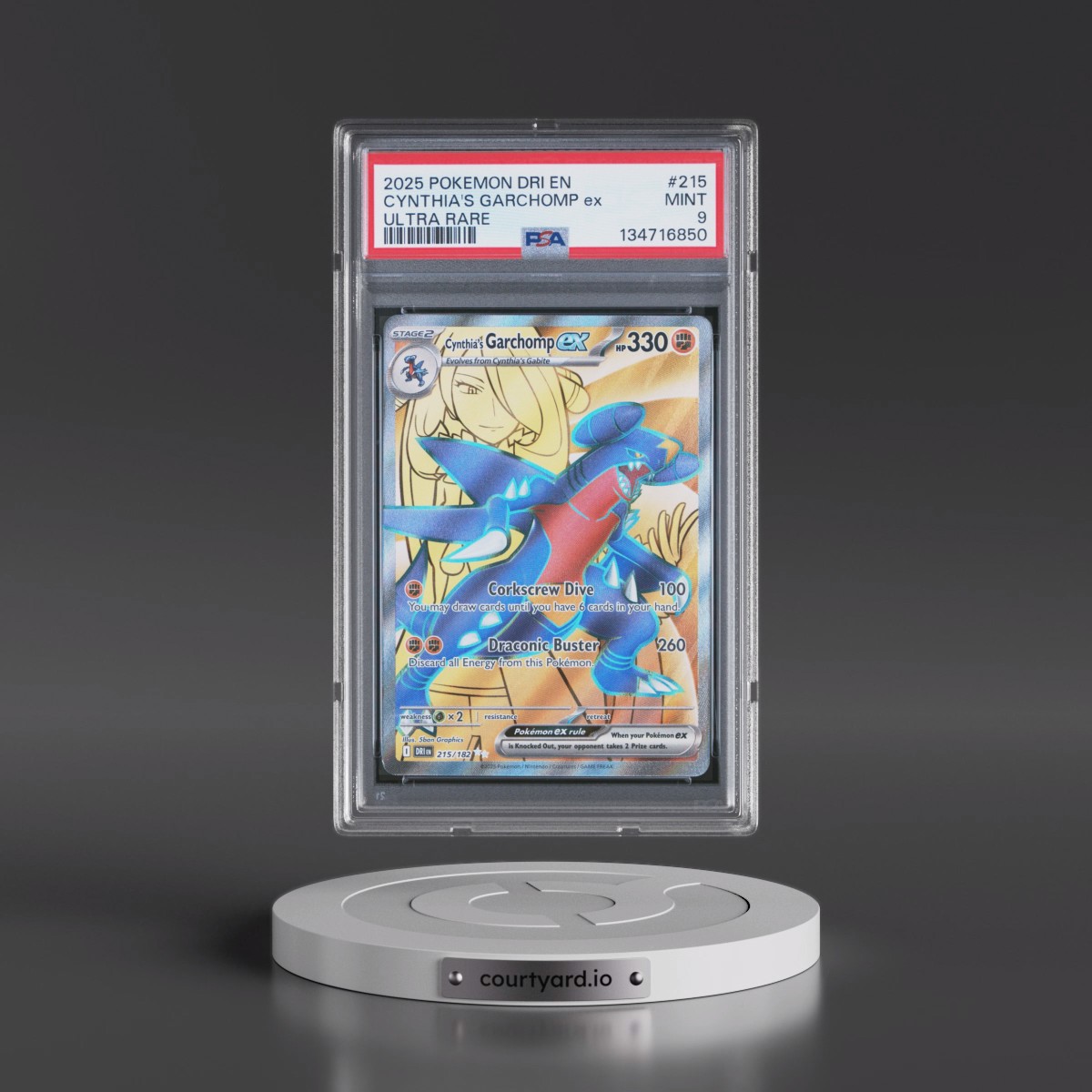 2025 Pokémon Dri EN-Destined Rivals #215 Cynthia's Garchomp EX - Holo Ultra Rare (PSA 9 MINT)