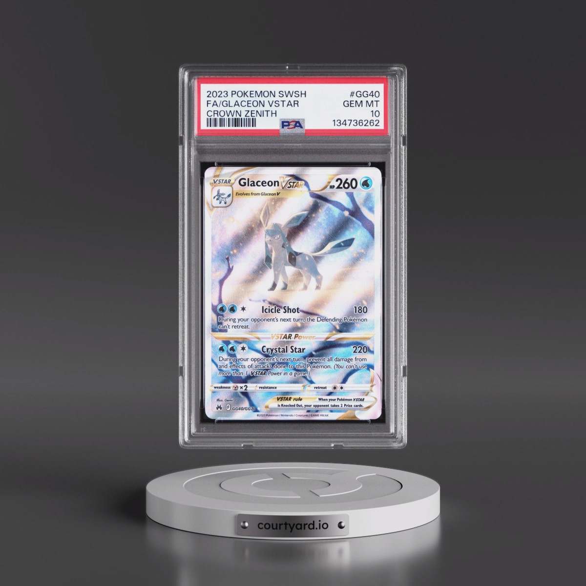 2023 Pokémon Sword and Shield Crown Zenith #GG40 Glaceon Vstar - Full Art (PSA 10 GEM MINT)