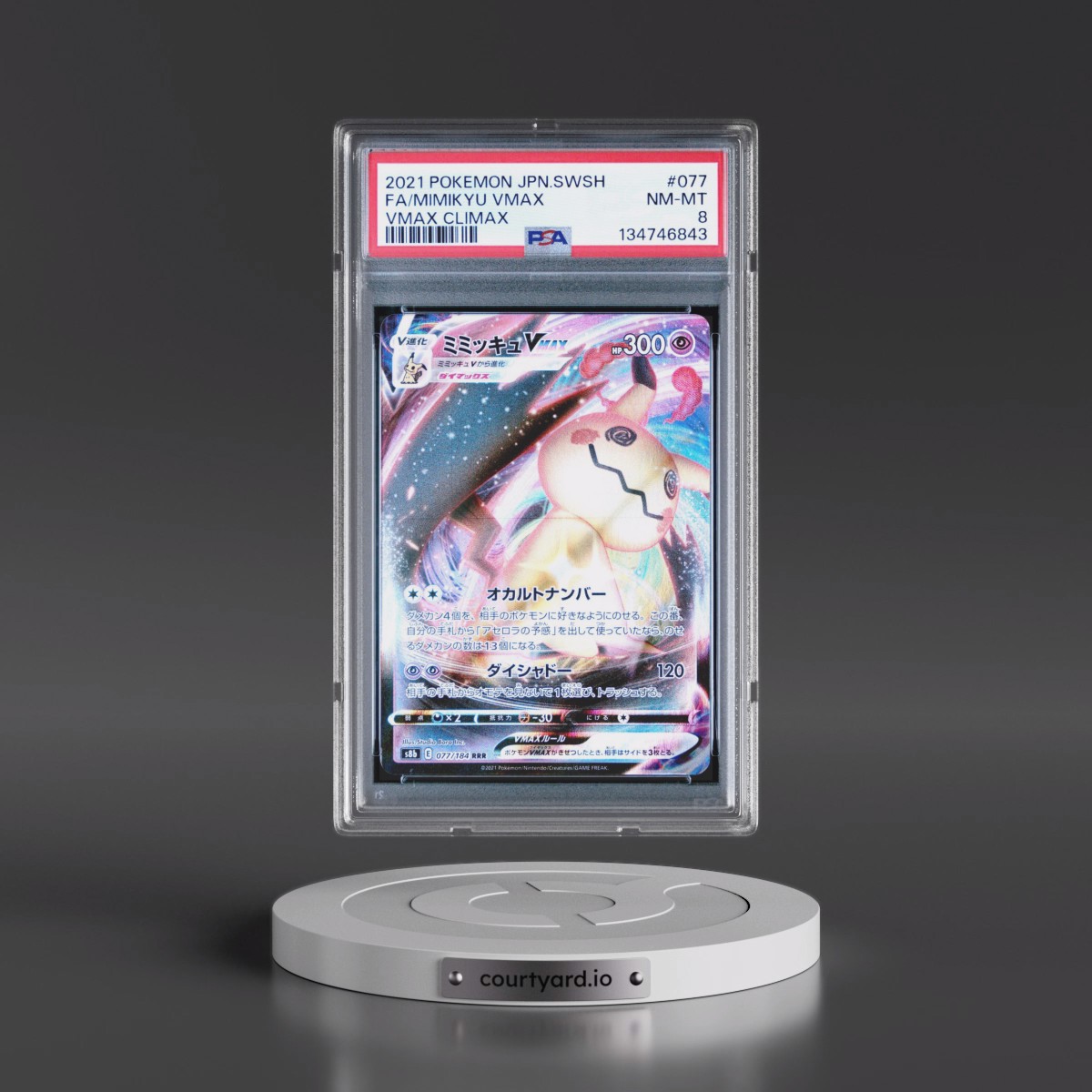 2021 Pokémon Sword & Shield Vmax Climax #077 Mimikyu Vmax - Full Art (PSA 8 NM-MT)