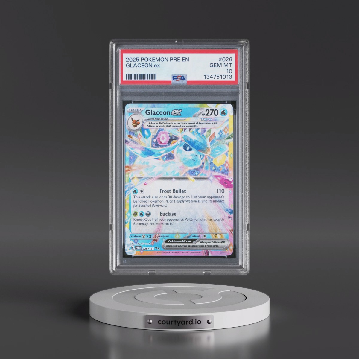 2025 Pokémon Pre EN-Prismatic Evolutions #026 Glaceon EX - Holo (PSA 10 GEM MINT)