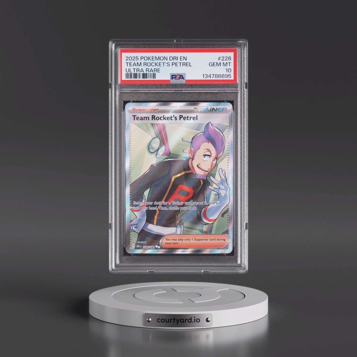 2025 Pokémon Dri EN-Destined Rivals #226 Team Rocket's Petrel - Ultra Rare (PSA 10 GEM MINT)