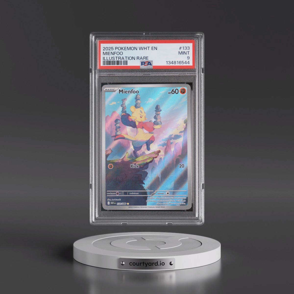 2025 Pokémon Wht EN-White Flare #133 Mienfoo - Illustration Rare (PSA 9 MINT)