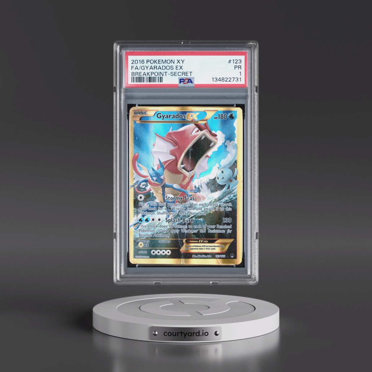 2016 Pokémon XY Breakpoint #123 Gyarados EX - Holo Full Art Secret (PSA 1 PR)