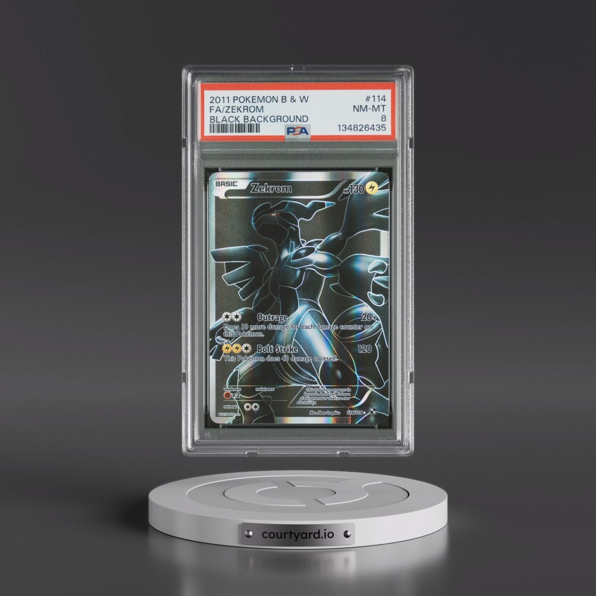 2011 Pokémon Black & White #114 Zekrom - Full Art Black Background (PSA 8 NM-MT)