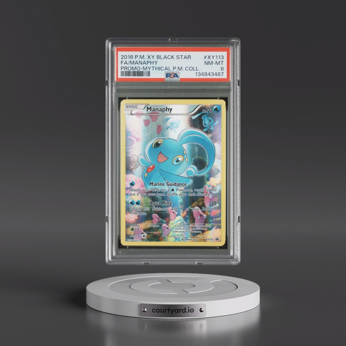 2016 Pokémon XY Black Star Promo #XY113 Manaphy - Full Art Mythical Pokemon Collection (PSA 8 NM-MT)