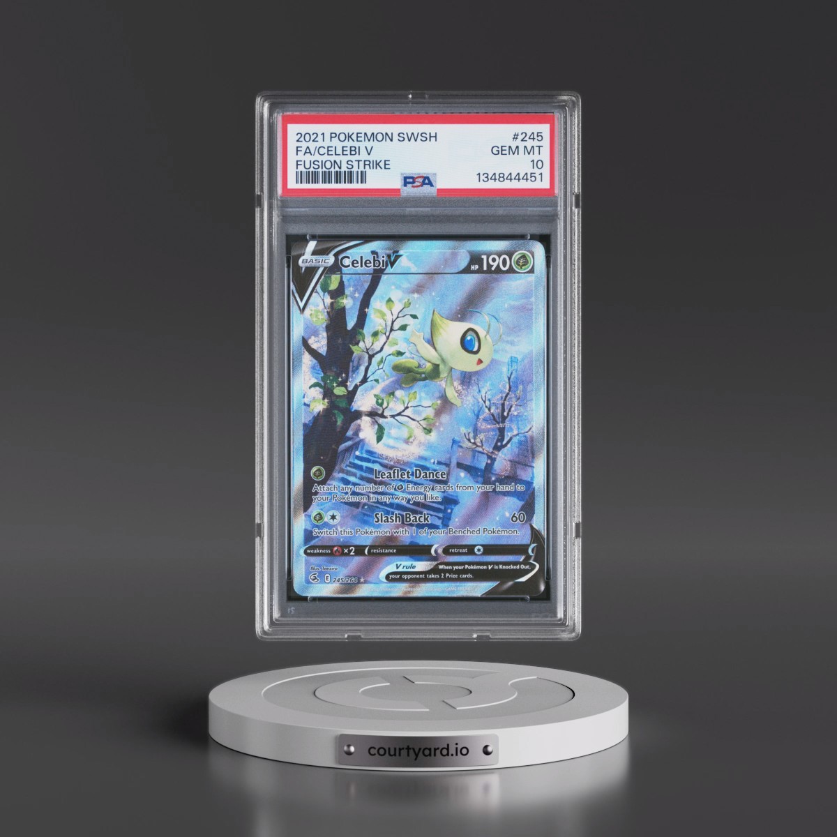 2021 Pokémon Sword & Shield Fusion Strike #245 Celebi V - Holo Full Art (PSA 10 GEM MINT)