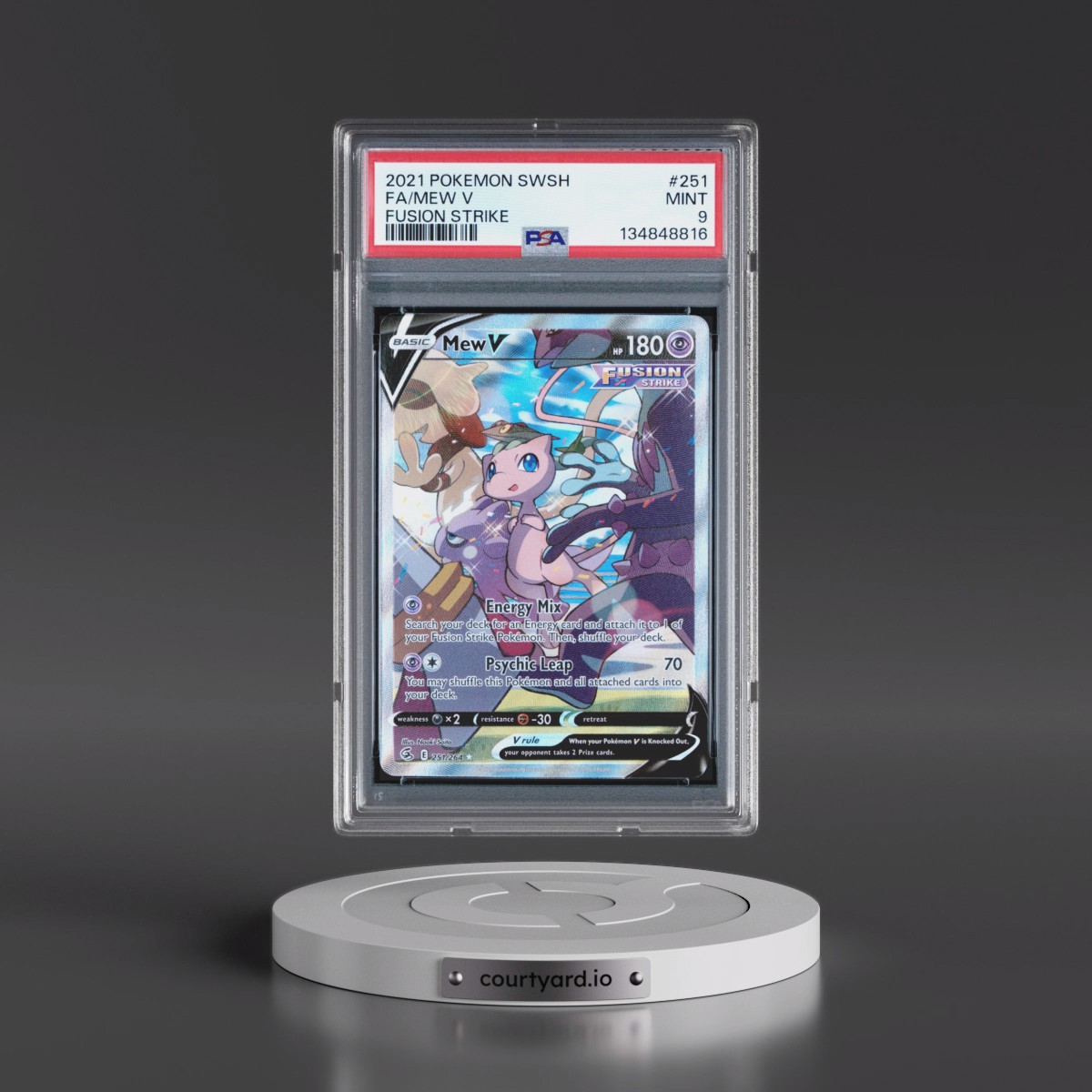 2021 Pokémon Sword & Shield Fusion Strike #251 Mew V - Holo Full Art (PSA 9 MINT)