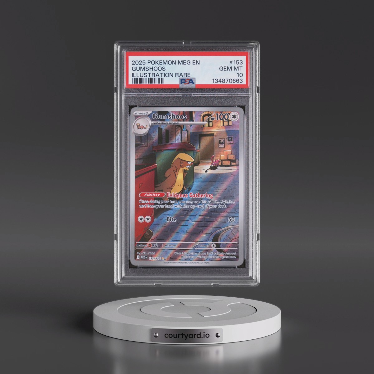 2025 Pokémon Meg EN-Mega Evolution #153 Gumshoos - Illustration Rare (PSA 10 GEM MINT)