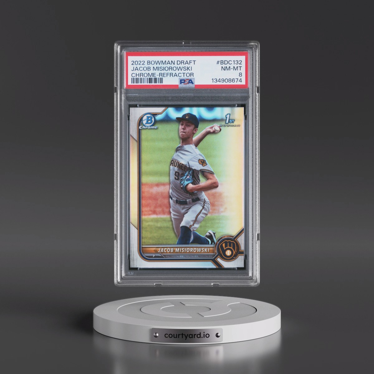 2022 Bowman Draft #BDC132 Jacob Misiorowski - Chrome-Refractor (PSA 8 NM-MT)