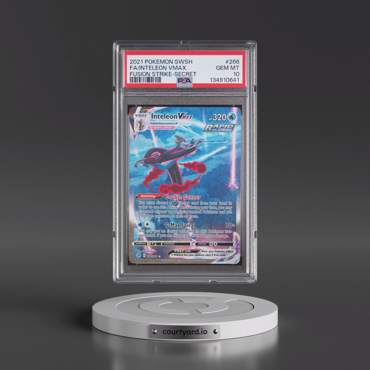 2021 Pokémon Sword & Shield Fusion Strike #266 Inteleon Vmax - Full Art Secret (PSA 10 GEM MINT)
