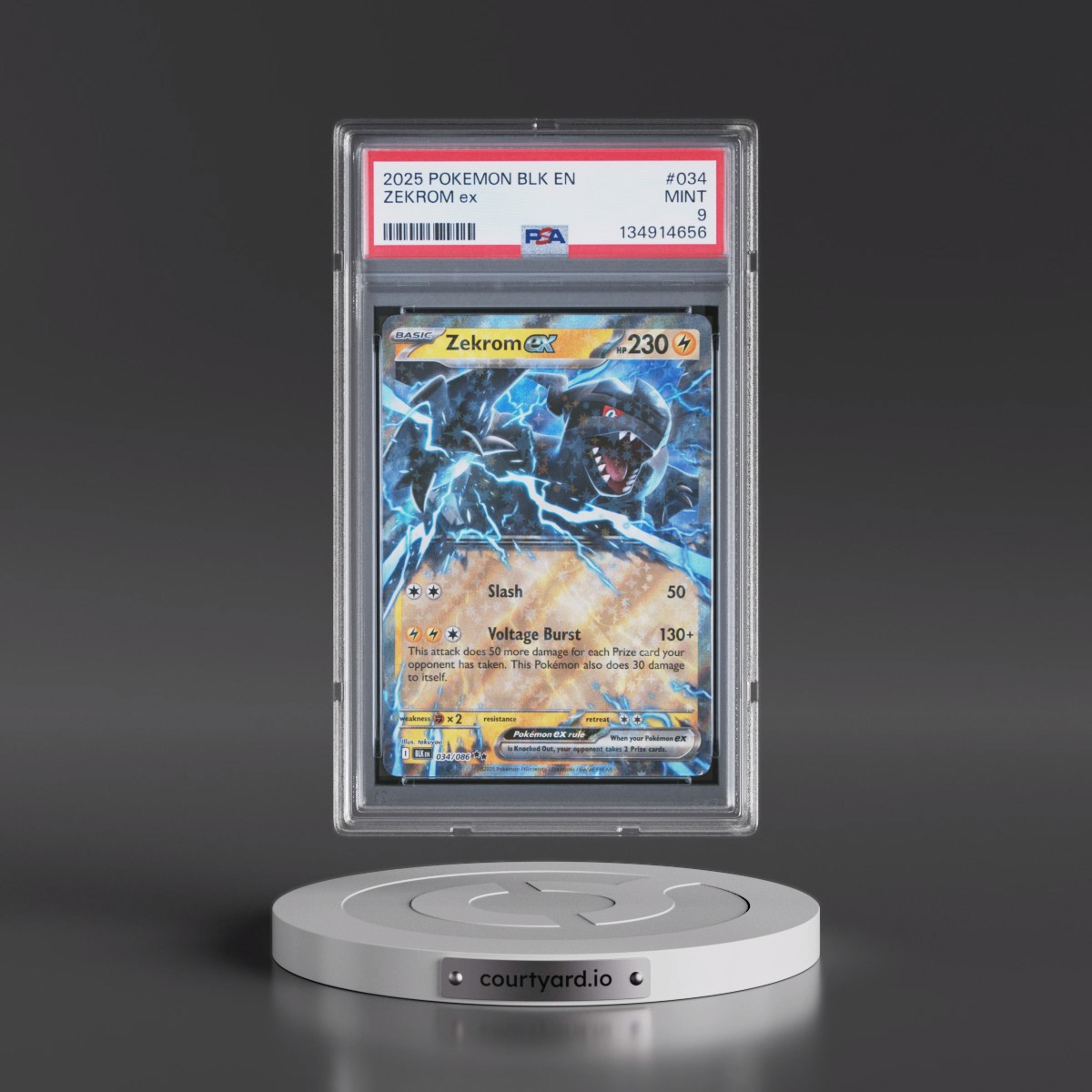 2025 Pokémon Blk EN-Black Bolt #034 Zekrom EX - Holo (PSA 9 MINT)