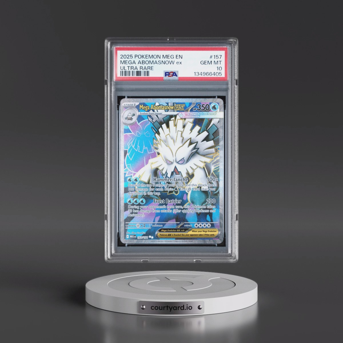 2025 Pokémon Meg EN-Mega Evolution #157 Mega Abomasnow EX - Holo Ultra Rare (PSA 10 GEM MINT)
