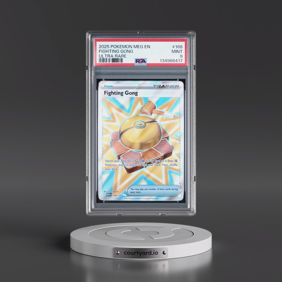 2025 Pokémon Meg EN-Mega Evolution #168 Fighting Gong - Ultra Rare (PSA 9 MINT)