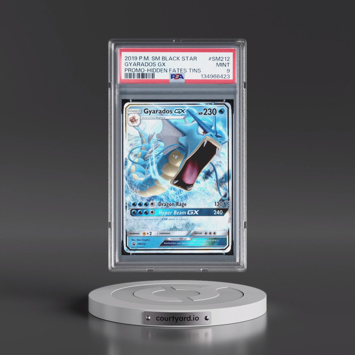 2019 Pokémon SM Black Star Promo #SM212 Gyarados GX - Holo Hidden Fates Tins (PSA 9 MINT)