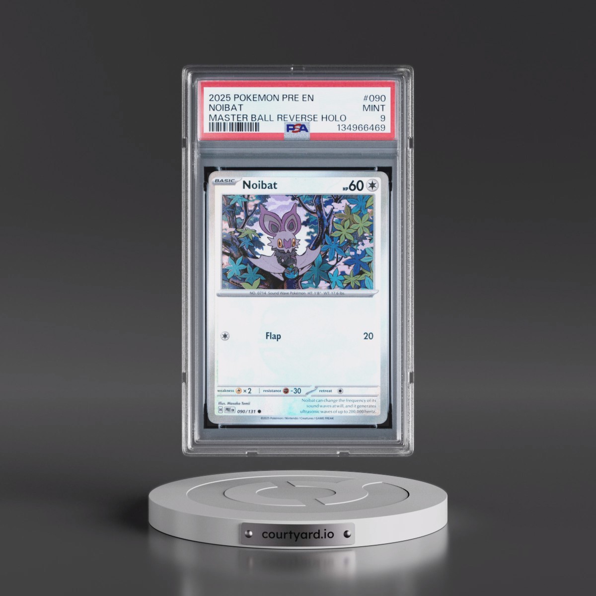 2025 Pokémon Pre EN-Prismatic Evolutions #090 Noibat - Reverse Holo Master Ball (PSA 9 MINT)