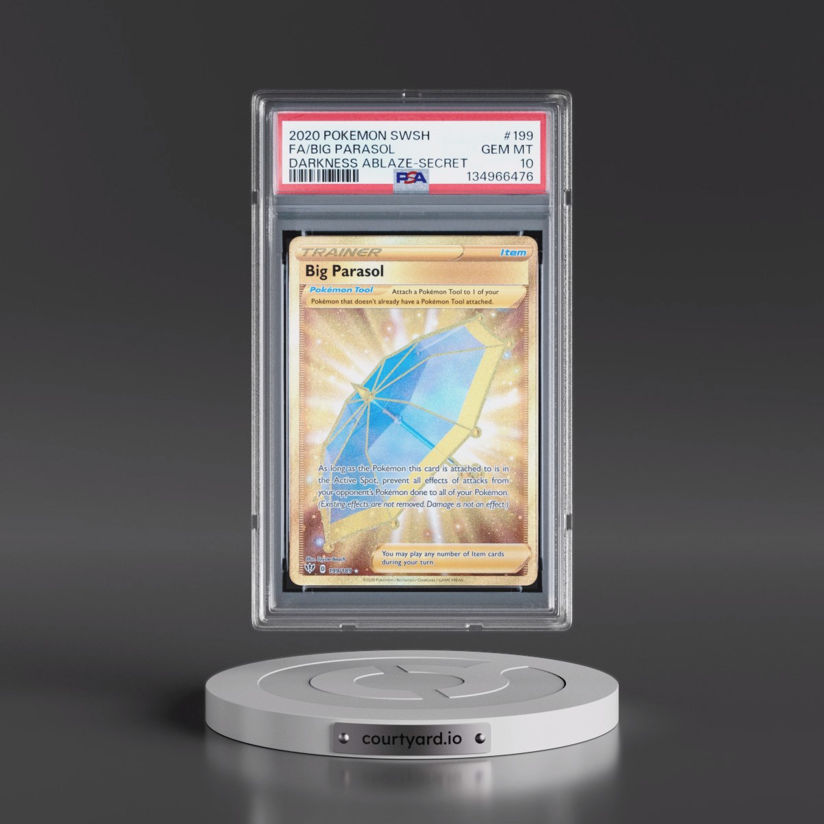 2020 Pokémon Sword & Shield Darkness Ablaze #199 Big Parasol - Full Art Secret (PSA 10 GEM MINT)