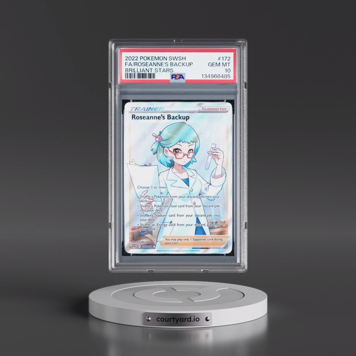 2022 Pokémon Sword & Shield Brilliant Stars #172 Roseanne's Backup - Full Art (PSA 10 GEM MINT)