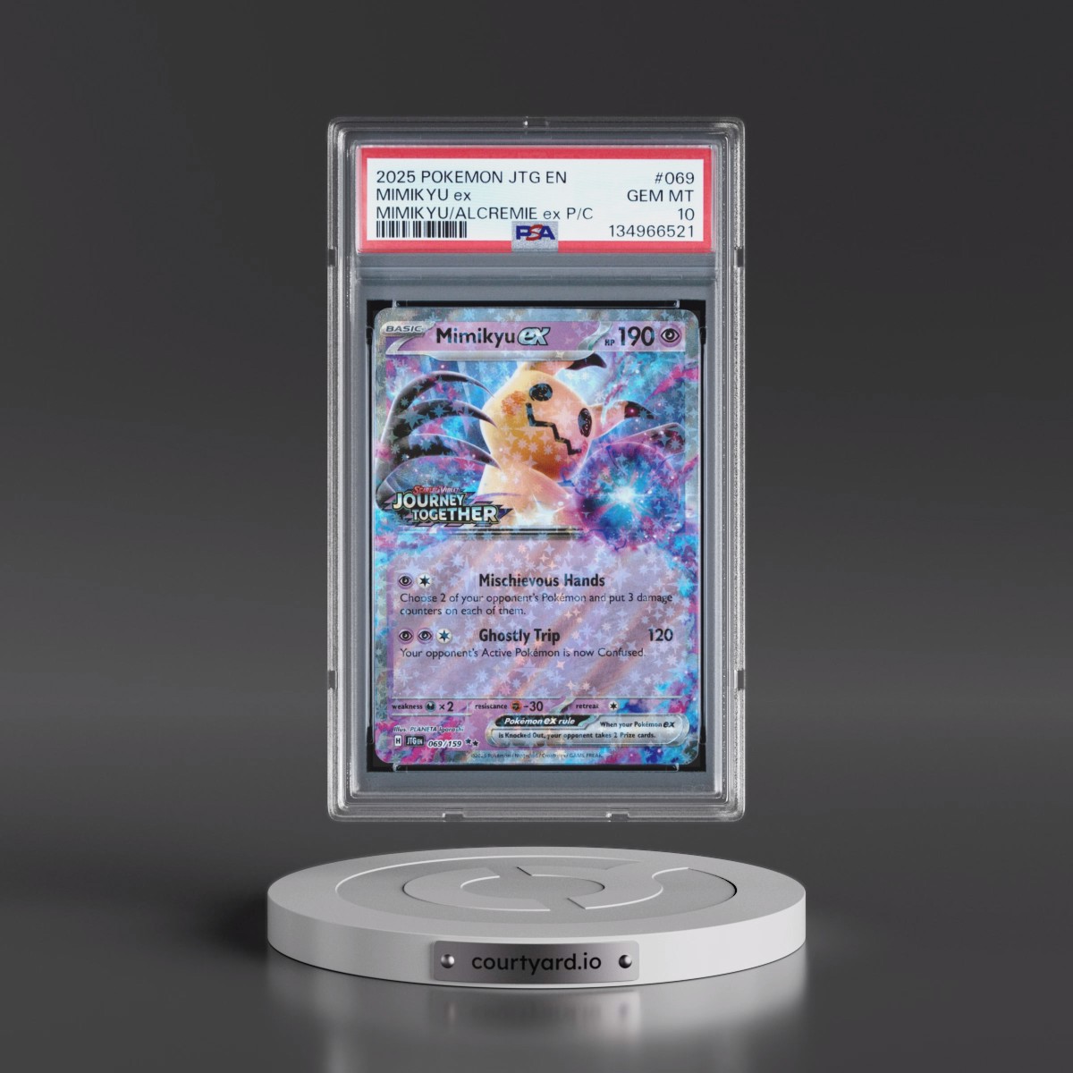 2025 Pokémon Jtg EN-Journey Together #069 Mimikyu EX - Holo Mimikyu EX & Alcremie EX Premium Collection (PSA 10 GEM MINT)