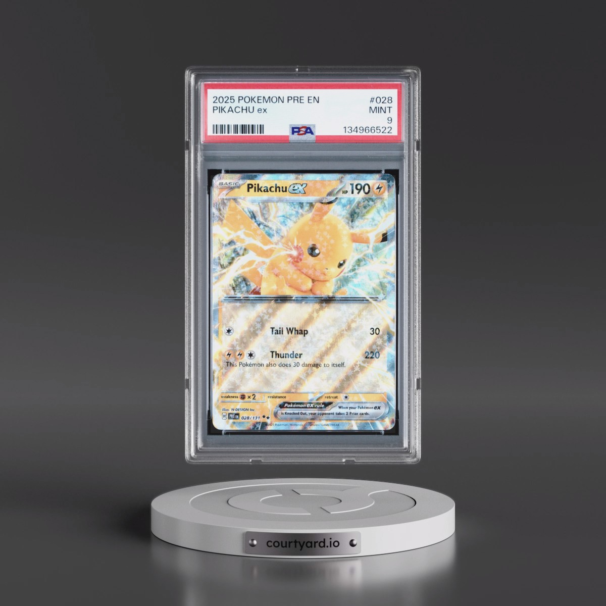 2025 Pokémon Pre EN-Prismatic Evolutions #028 Pikachu EX - Holo (PSA 9 MINT)